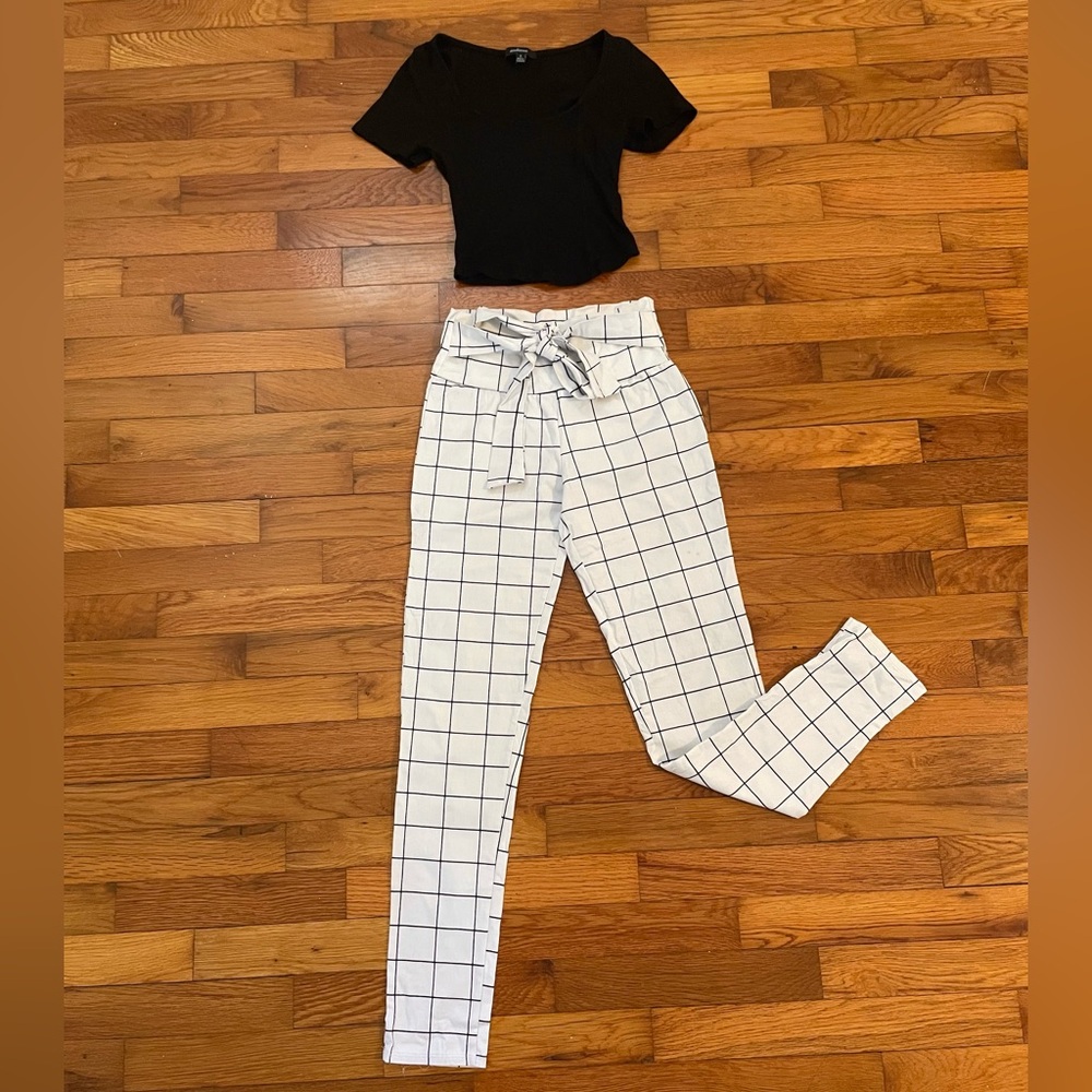 Rainbow Black and White Grid Pattern Pants